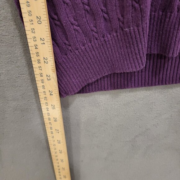 IZOD V Neck Cable Knit Sweater Women's Large Crest Casual Office Warm Cozy Comfy - Picture 6 of 6